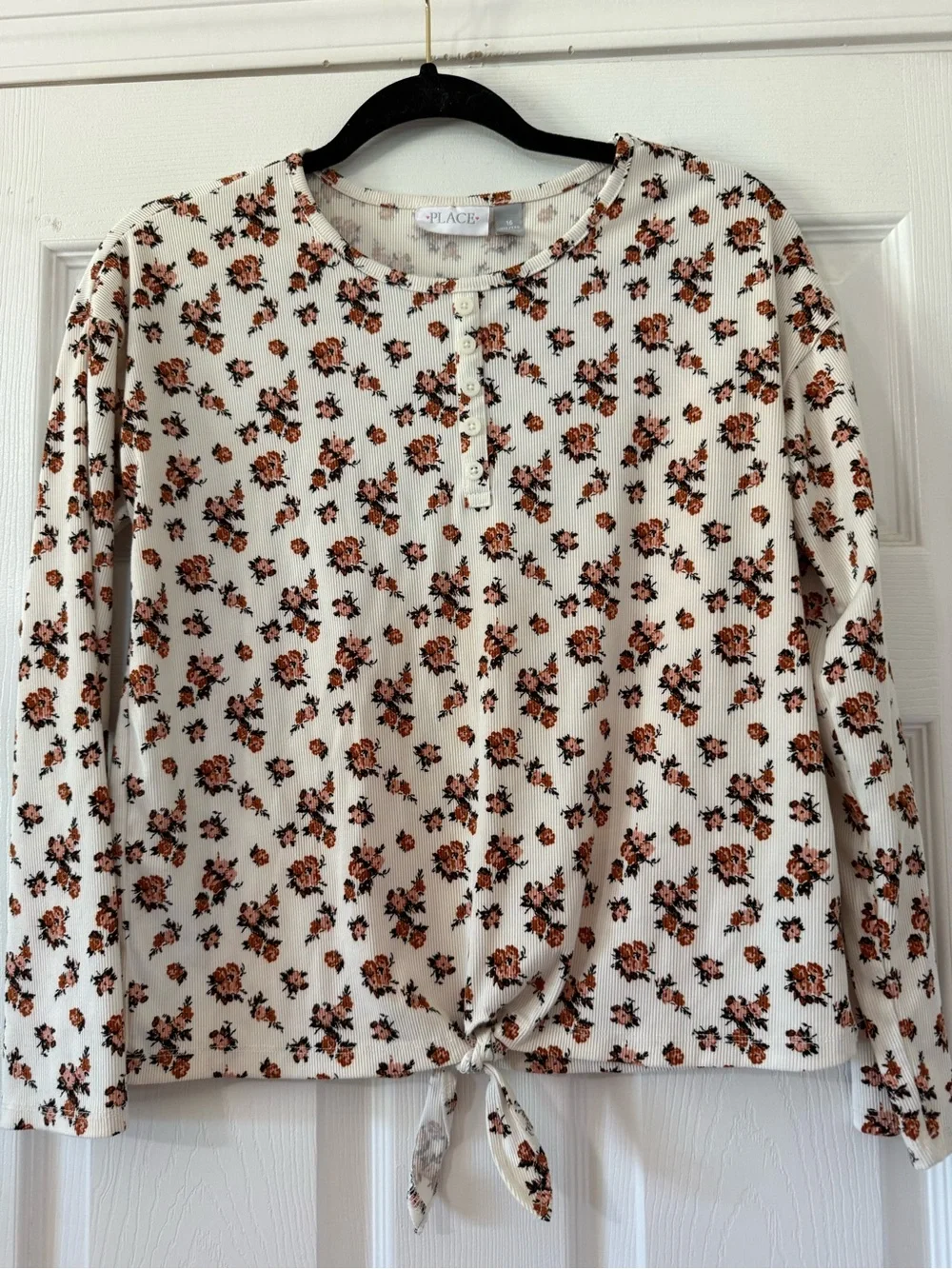 My Children’s Place Cream floral long sleeve with flowers, size 16